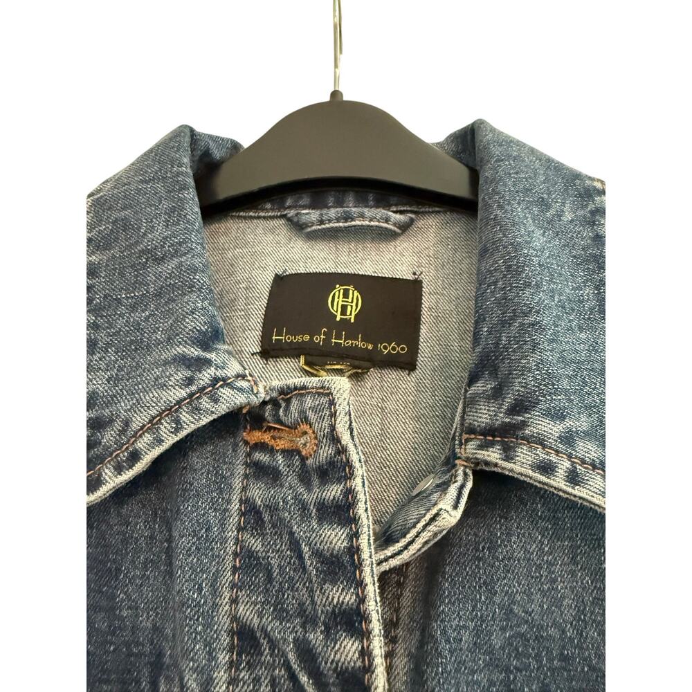 House of Harlow 1960 Cropped Denim Jacket Boho Western Est Small - Picture 4 of 5